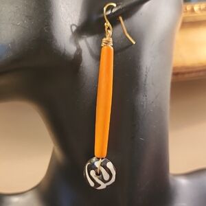 Chic Orange and Black Dangle Earrings